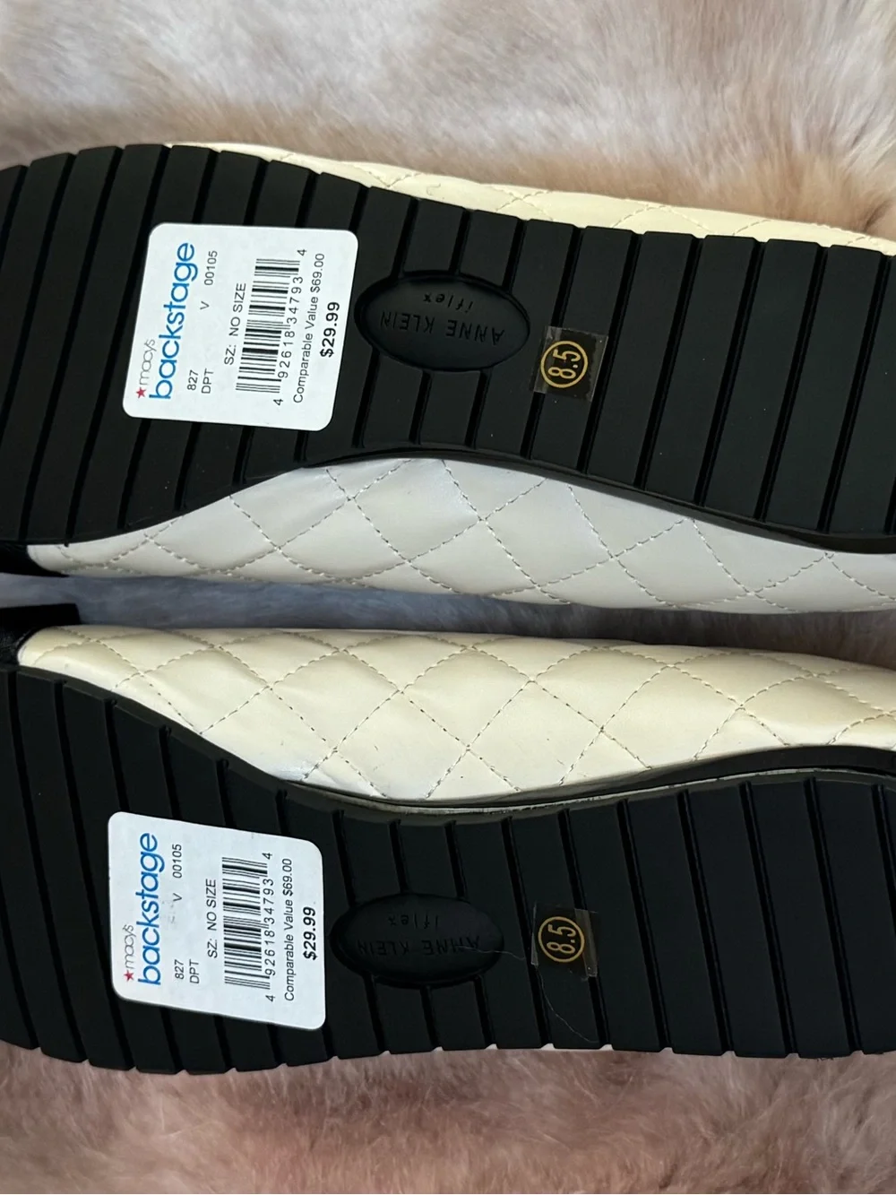 Anne Klein Two-Tone White and Black Bow Cap-Toe Ballet Flats - Picture 5 of 5
